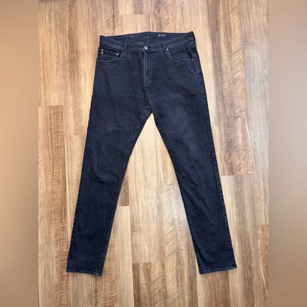 AG Adriano Goldschmied Charcoal Black Modern Slim Men’s Jeans, 38x34 - Picture 4 of 11